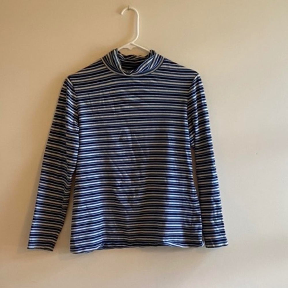 blue striped Eddie Bauer turtle neck long sleeve top